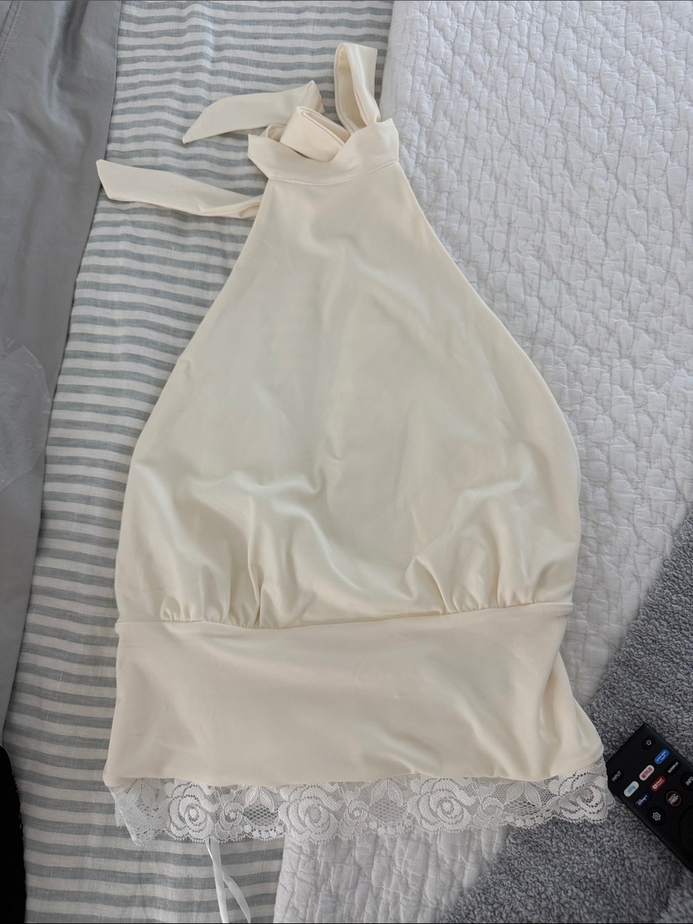 Cream Lace-Hem Halter Edikted Top NWT